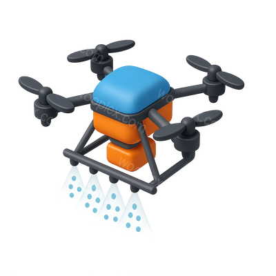 3D Icon of Agricultural Drone with Spraying Feature