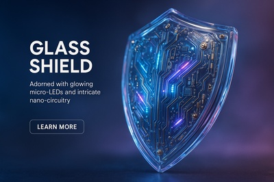 Hyperrealistic 3D Glass Shield with Glowing Micro-LEDs