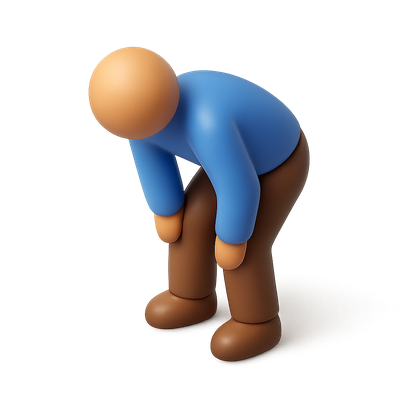 3D Icon of a Bending Person in Isometric View