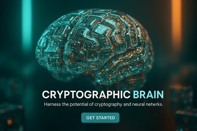 Hyperrealistic Cryptographic Brain with Neon Accents and Depth