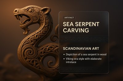 Intricately Carved Sea Serpent in Scandinavian Art