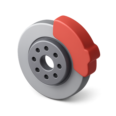 Stylized 3D Brake Icon with Isometric View