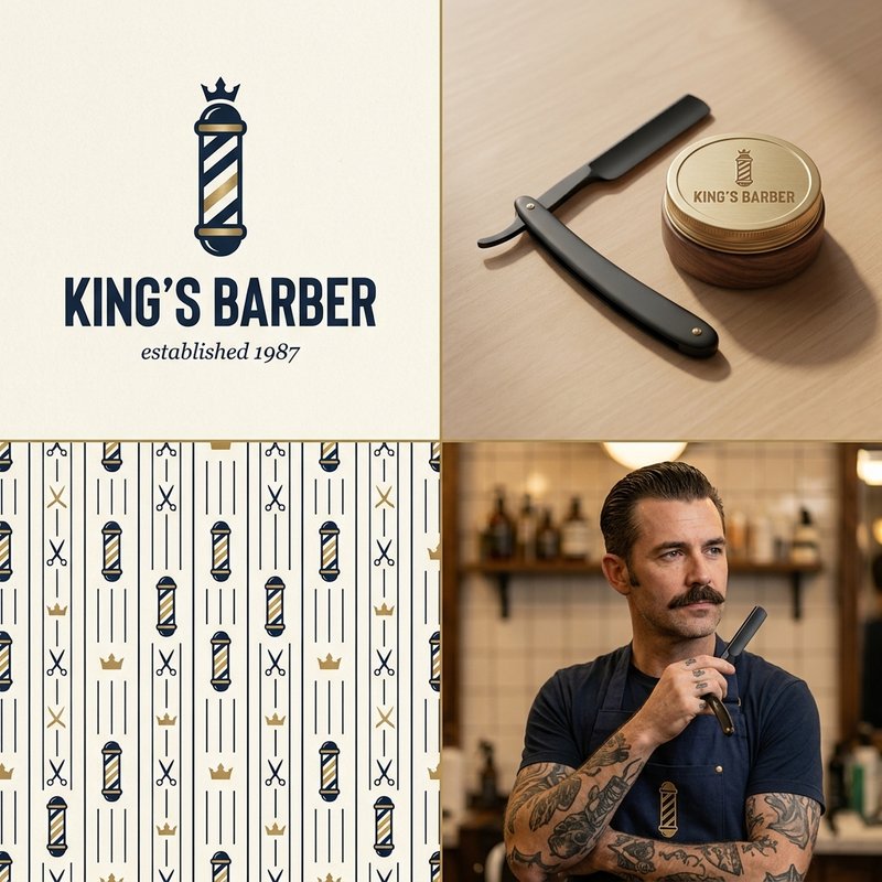 Vintage barber brand identity sheet