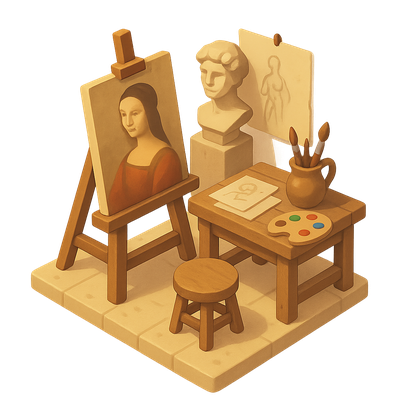 Renaissance Art Studio Icon with 3D Feel