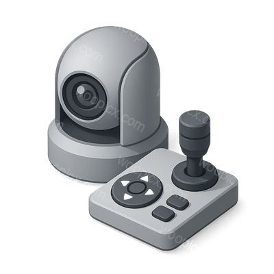 Stylish 3D PTZ Camera Icon with Controller