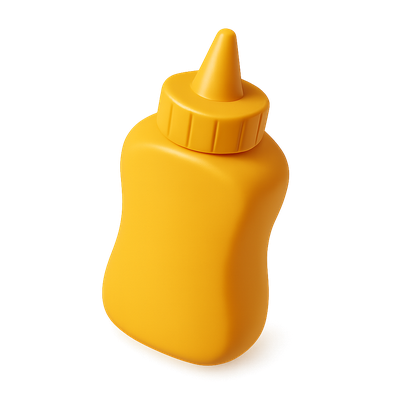 Stylish 3D Mustard Bottle Icon with Isometric View