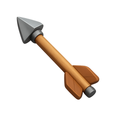 3D Icon of a Stylized Arrow with Wood and Metal Elements