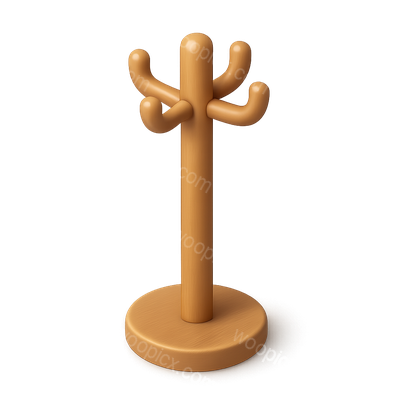 Stylized 3D Coat Tree Icon with Hooks