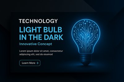 Innovative Technology Light Bulb Design in Dark Background
