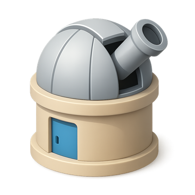 3D Observatory Dome Icon with Telescope View