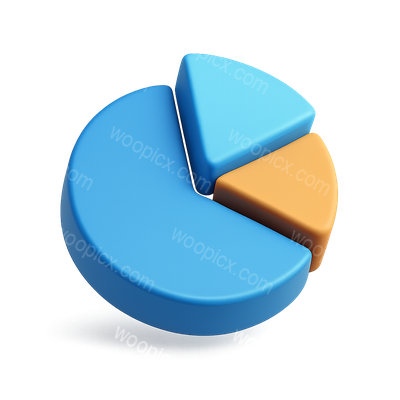 3D Circular Graph Icon with Sections in Isometric View