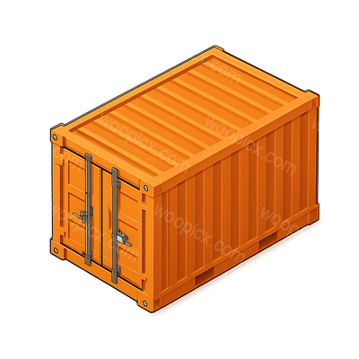 Stylized 3D Shipping Container Icon with Isometric View
