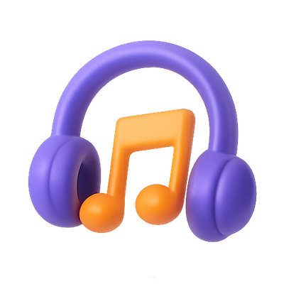 Colorful 3D Music Headphones Icon with Note