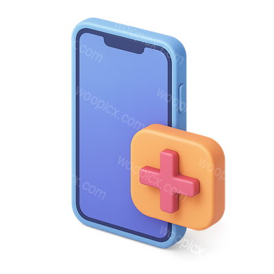 Stylish 3D Mobile App Icon with Plus Sign