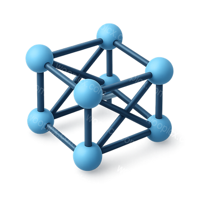 3D Mesh Network Icon in Isometric View