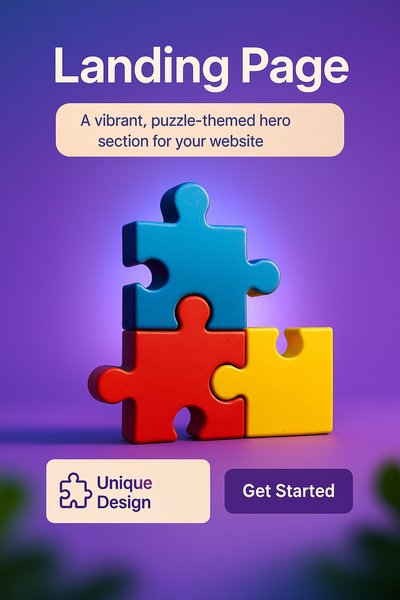 Vibrant Puzzle-Themed Landing Page Design Concept