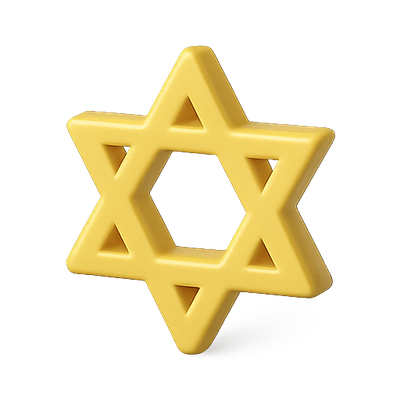 3D Yellow Star of David Symbol