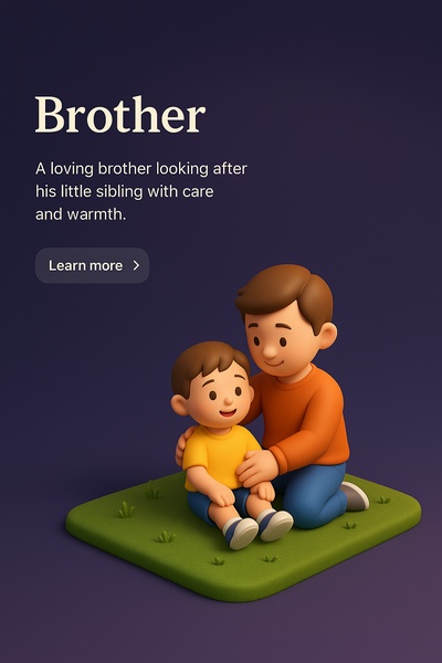 Charming 3D Scene of a Caring Brother and Sibling
