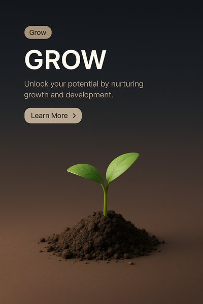 Minimalist 3D Scene of a Growing Plant on Dark Background