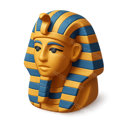 Stylized Egyptian Pharaoh Mask 3D Icon with Stripes
