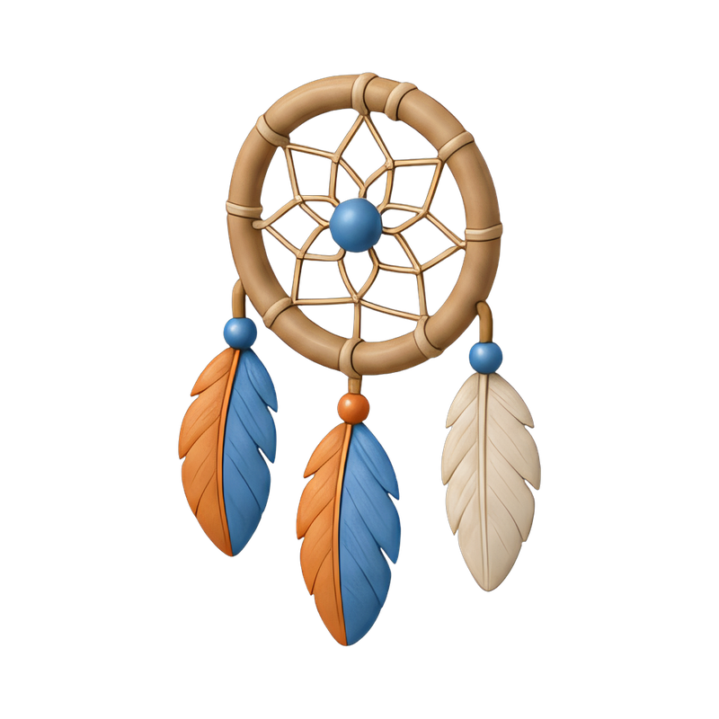 colorful dream catcher with feathers