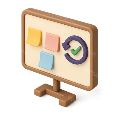 Colorful 3D Retrospective Icon with Checkmark