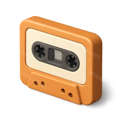 Stylish 3D Cassette Icon with Isometric Design
