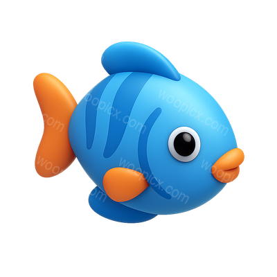 Colorful 3D Aquarium Fish Icon with Isometric Style