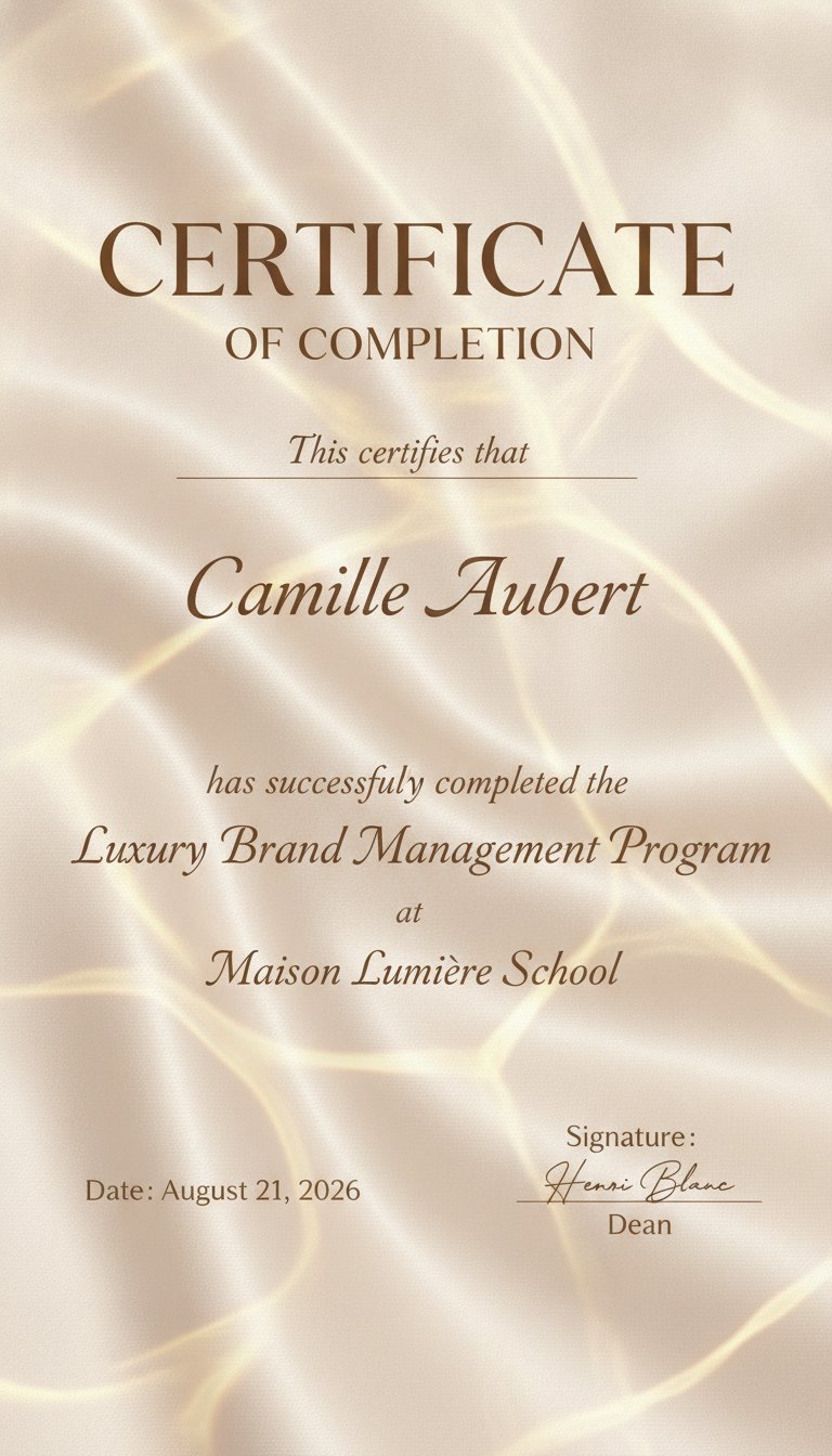 Elegant certificate design in silk
