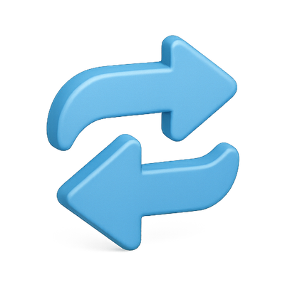 Stylized Blue Double Arrow Icon for Navigation