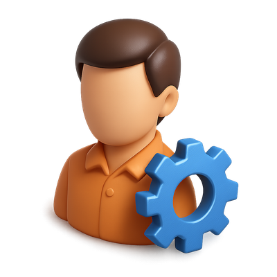 3D Admin Icon with Gear Element in Isometric View