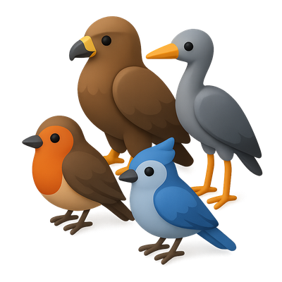 Colorful Cartoon Birds Illustration