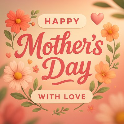 Mother's Day Greeting Card with Floral Design