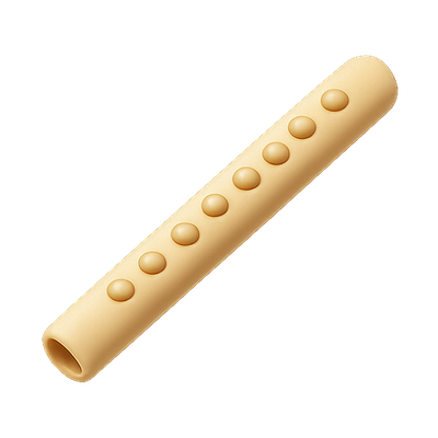 Stylized Wooden Flute with Rounded Holes
