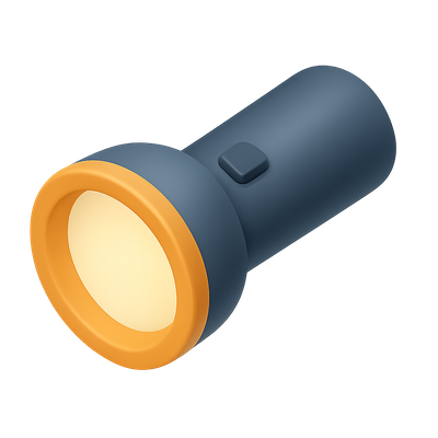 Stylish 3D Flashlight Icon with Isometric View