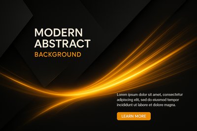 Dynamic Black and Orange Abstract Design with Glowing Elements