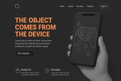 Modern Landing Page Design with Small Typography and Smartphone
