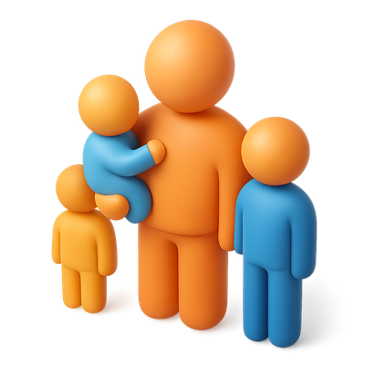 3D Family Iconography with Vibrant Colors