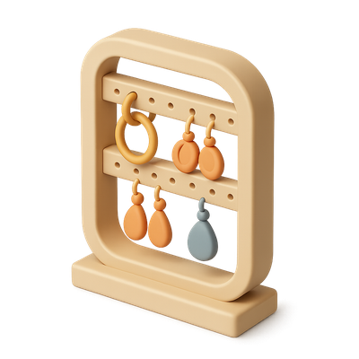Stylish 3D Earring Organizer Icon in Isometric View