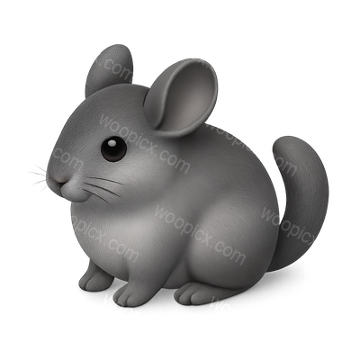 3D Chinchilla Icon with Soft Fur Detail