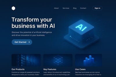 Futuristic Landing Page Design for AI Technology