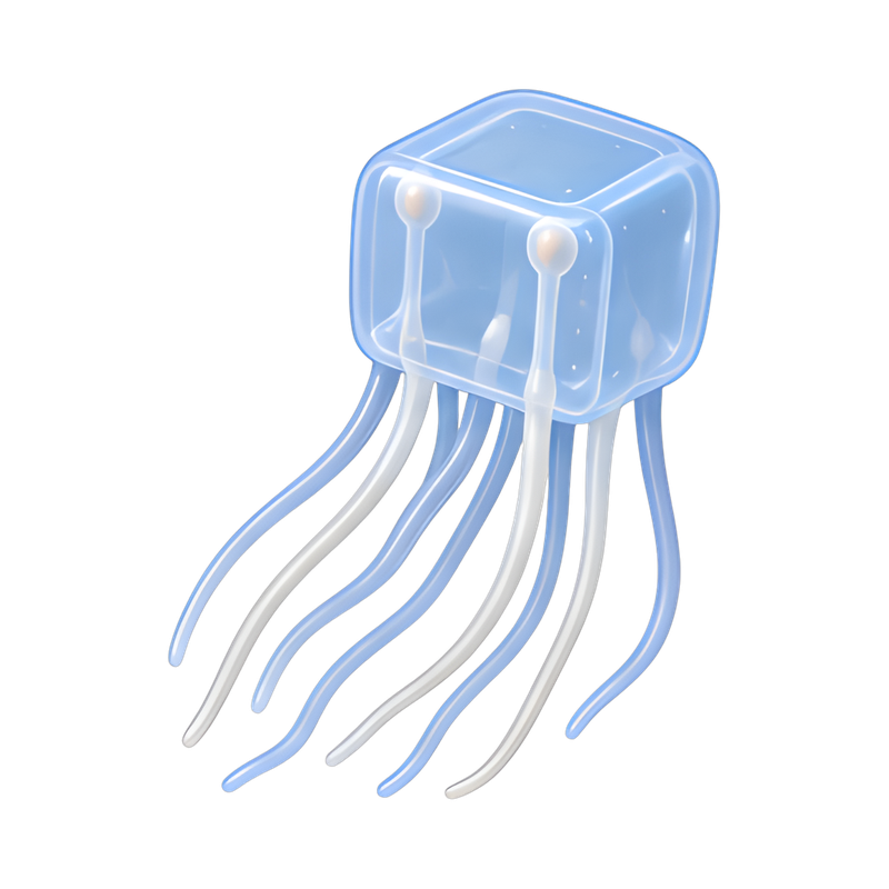 box jellyfish in clear water