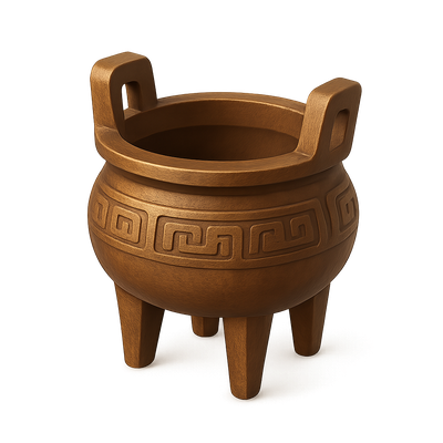 3D Wooden Pot with Decorative Patterns