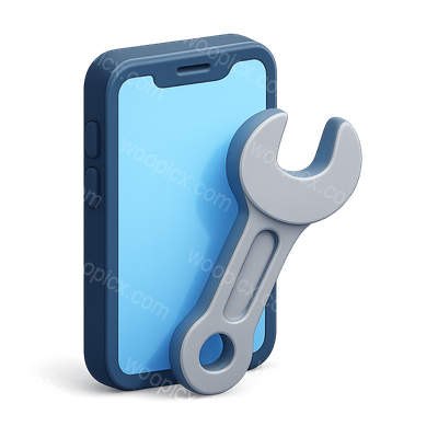 3D Smartphone Icon with Wrench Design for Tech Support