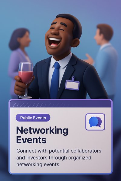 Dynamic Networking Event Illustration with Happy Businessman