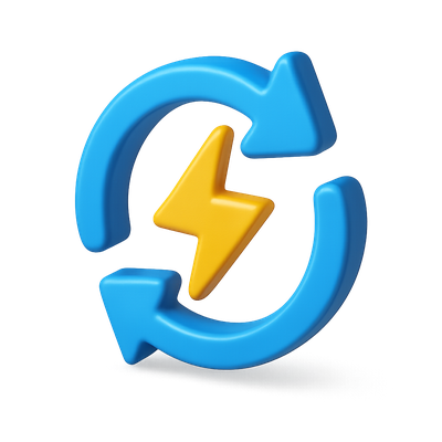 3D Electric Arrows Icon with Lightning Design