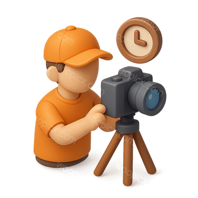 3D Time-Lapse Photographer Icon Design with Isometric View