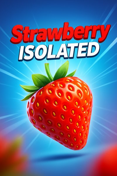 Dynamic Strawberry Illustration with Bold Text