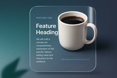 3D Coffee Cup Illustration with Feature Block