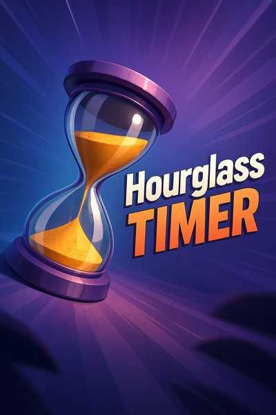 Dynamic Hourglass Timer Illustration with Bold Text